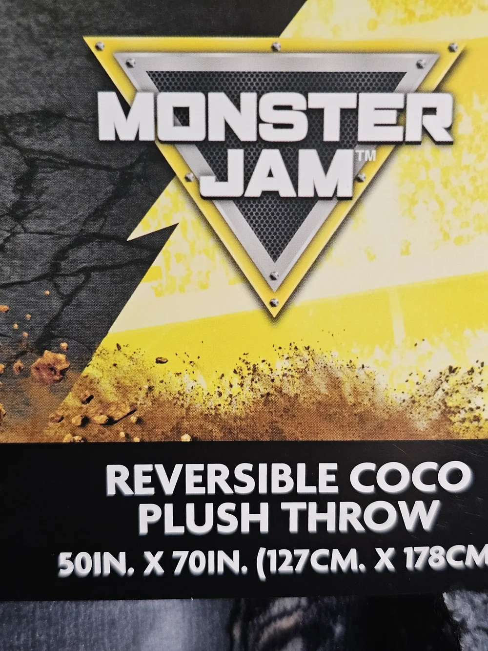Monster Jam Reversible Plush Throw - Gray with Green & Yellow Accents Halloween